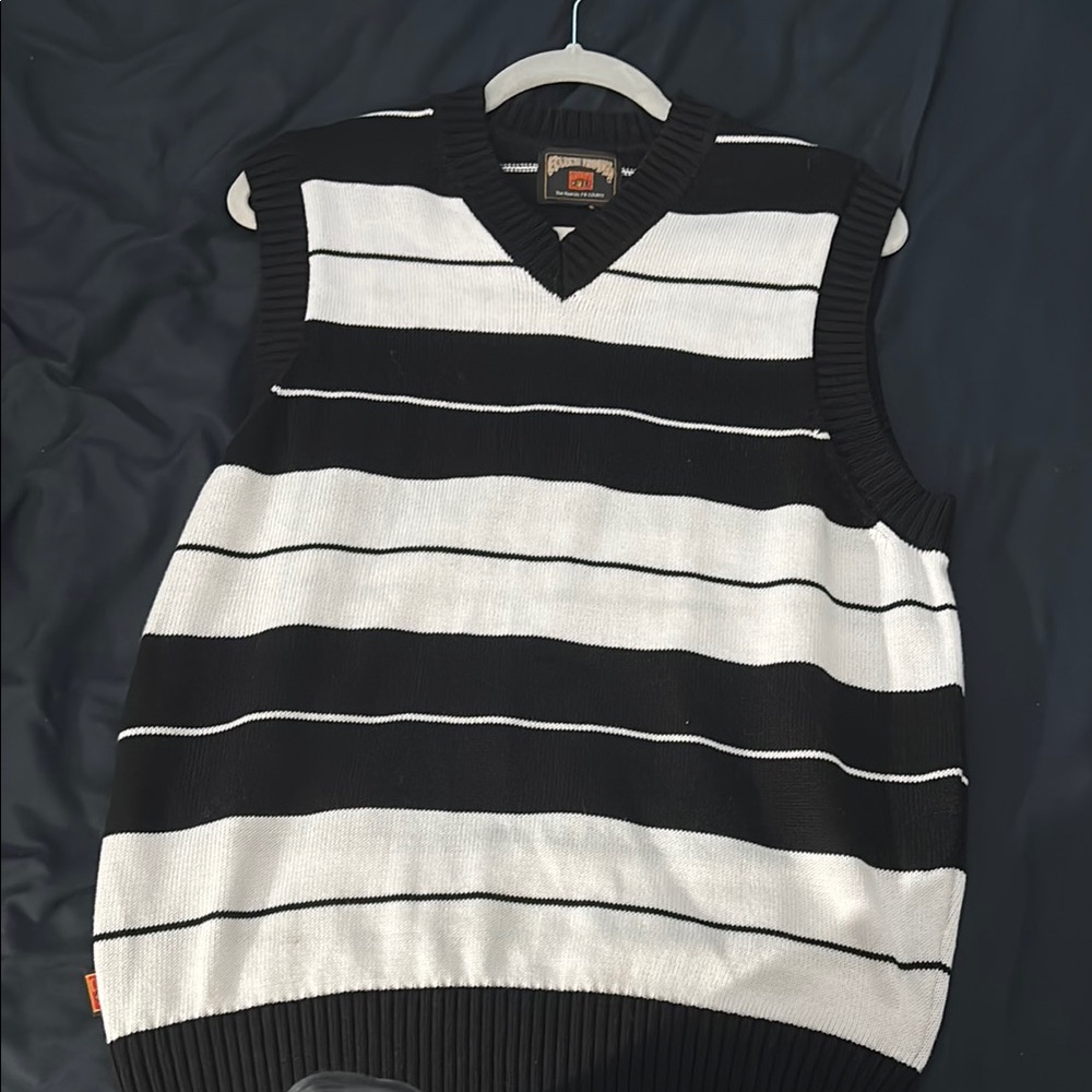 Striped Black and White Sweater Vest